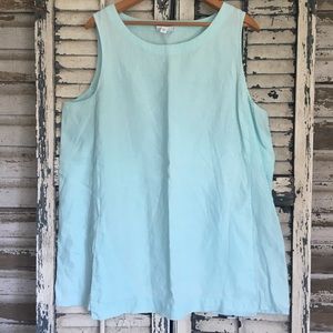 PURE JILL 100% LINEN Sleeveless Top LIght baby blue XL